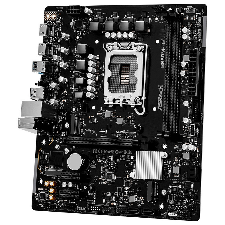 Материнская плата AsRock B860M-H2 (1851/B860, 2*DDR5, PCIex16, 2xHDMI, 4xSATA, 2xM.2, Glan, 7.1ch, mATX)