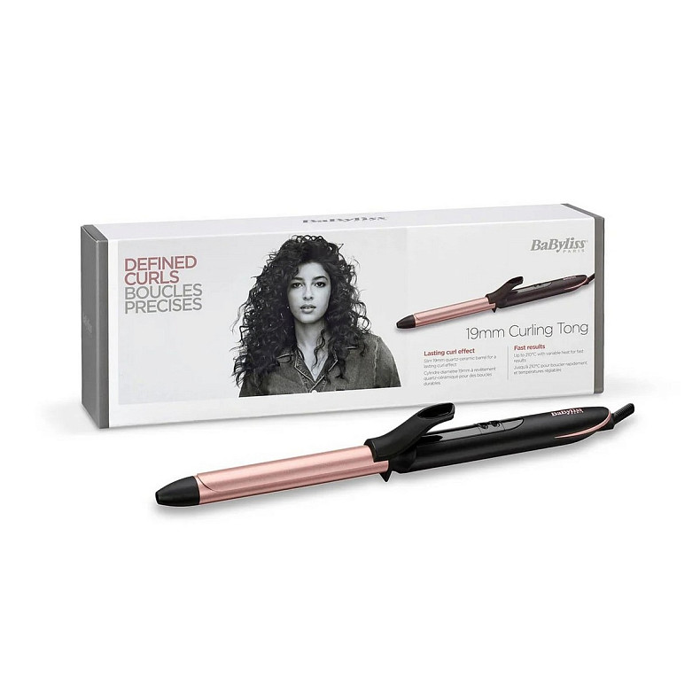 Плойка Babyliss, 37Вт, темп.режимів-6, D -19mm, 160-210С,  термо килимок, кварц, кераміка, чорно-рож