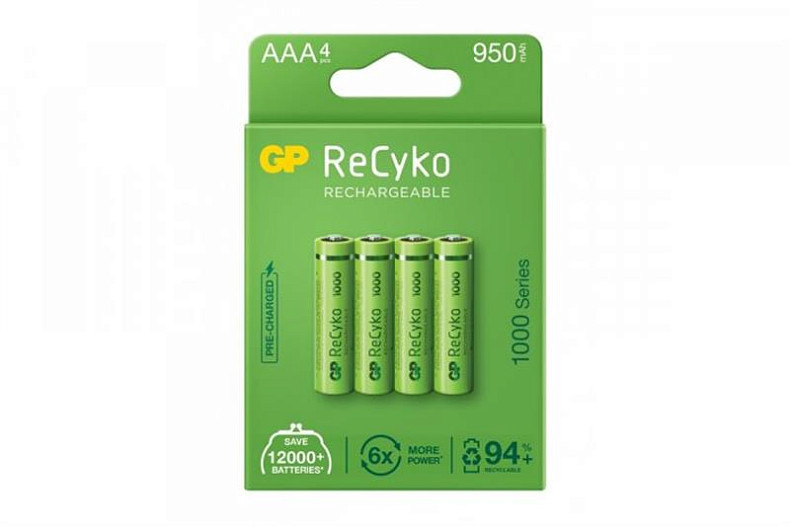 Аккумуляторы GP Recyko 1000 Series AAA/HR03 NI-MH 950mAh BL 4 шт