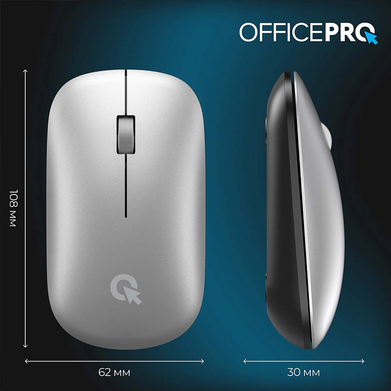 Миша OfficePro M225S Silent Click Wireless Silver