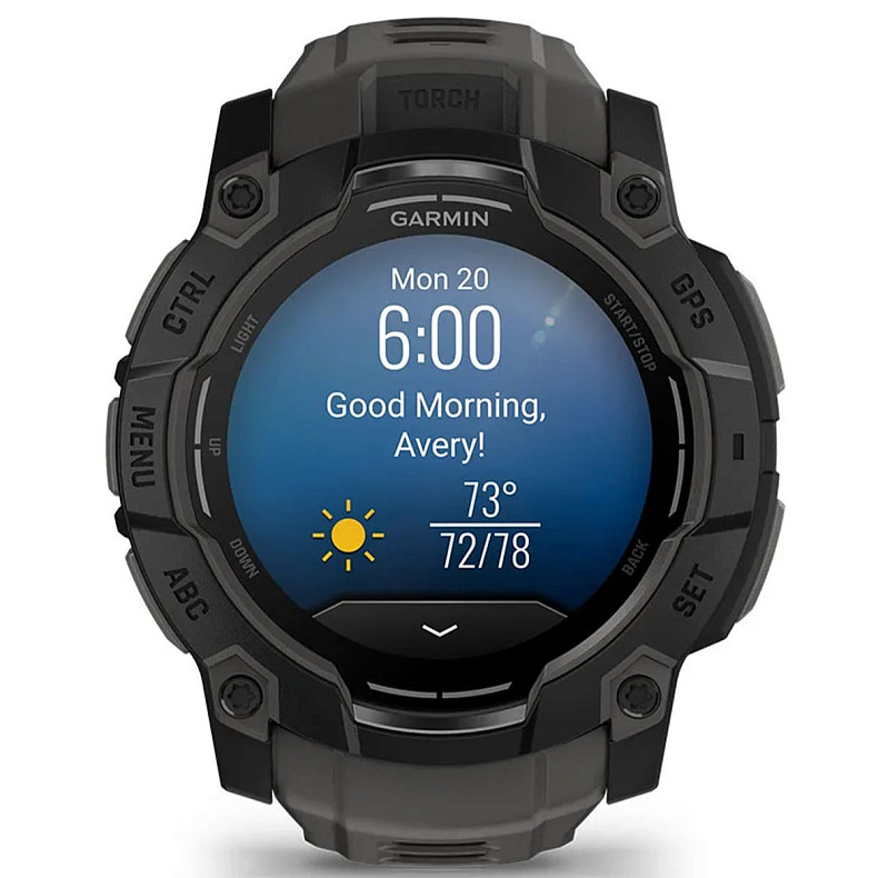 Спортивний годинник GARMIN Instinct 3 50mm AMOLED Black with Charcoal Silicone