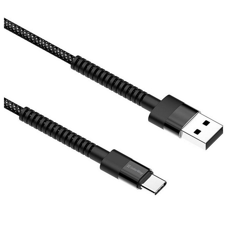 Кабель ColorWay USB - Type-C (M/M), 2.4 А, 1 м, Black (CW-CBUC063-BK)