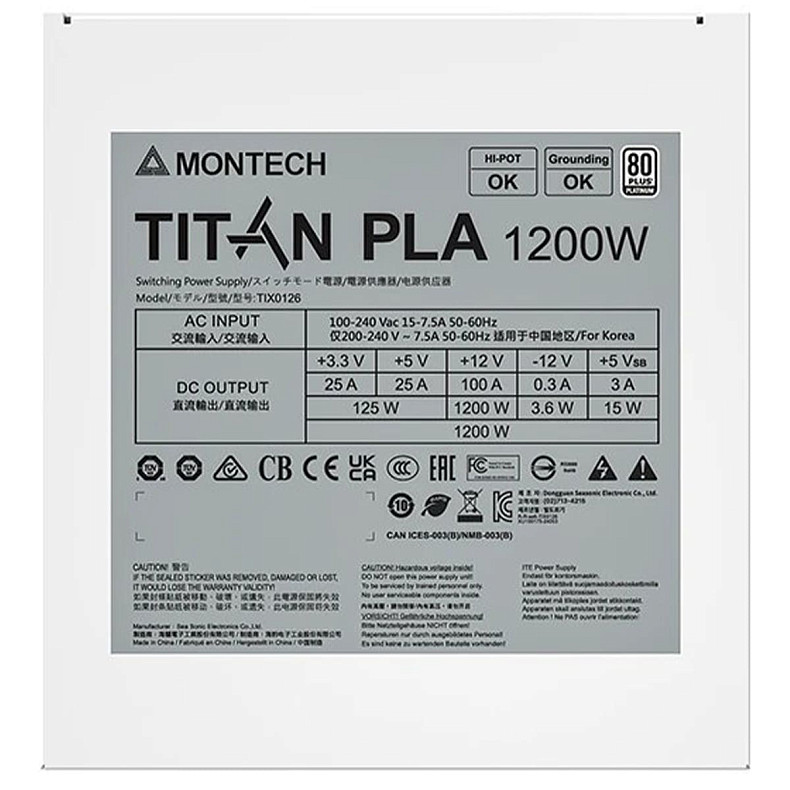 Блок живлення Montech TITAN PLA 1200 ATX 1200W (TIX0126)