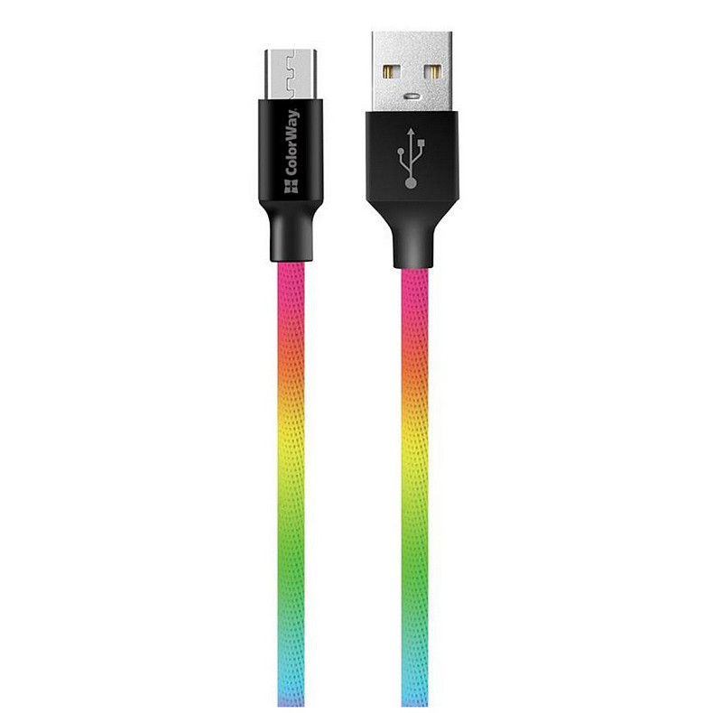 Кабель ColorWay USB-microUSB, 2.4А, 1м, Multicolor (CW-CBUM017-MC)