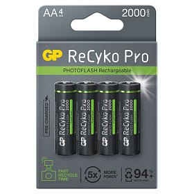 Аккумуляторы GP Recyko+ Pro Photo Flash 2000 (GP210AAHCF-2APCEB4) AA/HR06 NI-MH 2000 mAh BL 4 шт