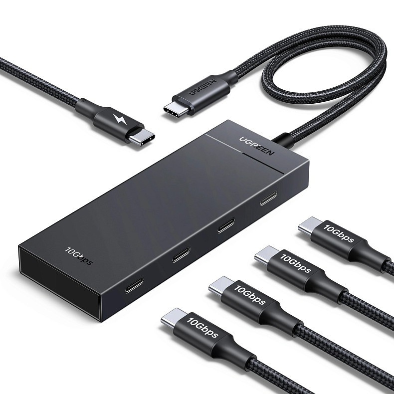 Хаб USB 3.2 Type-C -> 4хUSB-C 3.2 Gen2 10Gbps PD 100W Black CM806 Ugreen