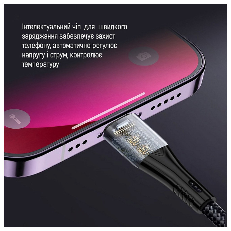 Кабель ColorWay Lightning + micro USB + USB Type-C (M/M), 3.0 А, 1.2 м, Black (CW-CBPDU3060-BK)