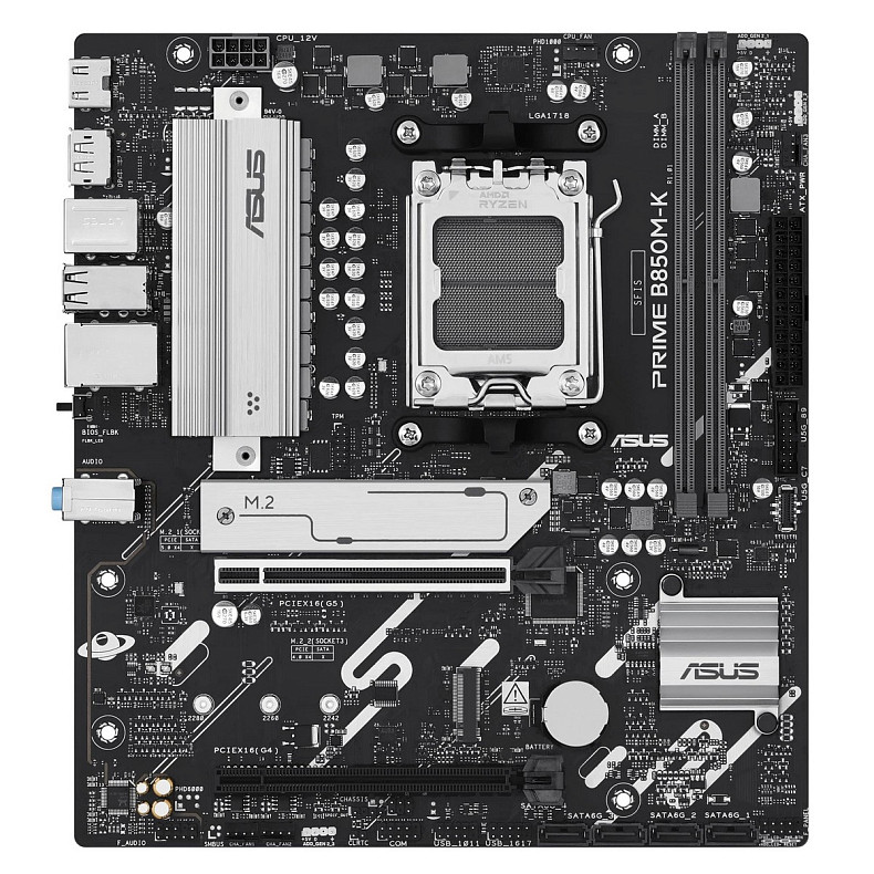 Материнская плата ASUS PRIME B850M-K sAM5 B850 4xDDR5 M.2 HDMI DP mATX