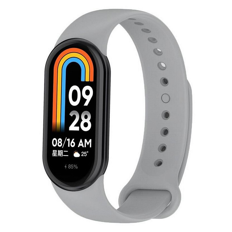 Силіконовий ремінець BeCover для Xiaomi Mi Smart Band 8 Light Gray 709403)