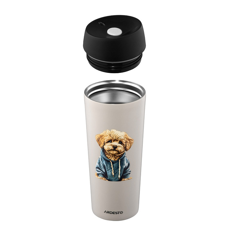 Термокухоль Ardesto Coffee Time Maltipoo 450мл, нержавіюча сталь, бежевий (AR2645MP)