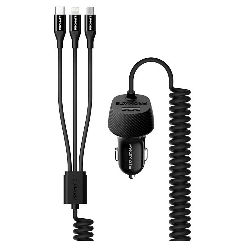 Автомобильное зарядное устройство Promate Voltrip-UNI Black