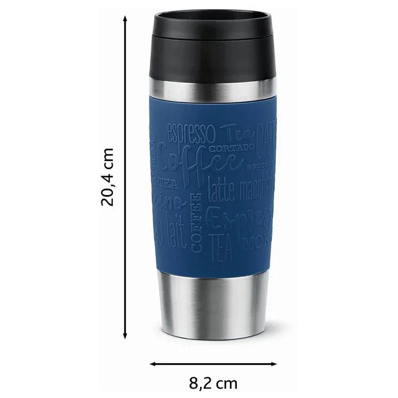 Термочашка Tefal Travel Mug Classic, 360мл, нержавіюча сталь, синій (N2020310)