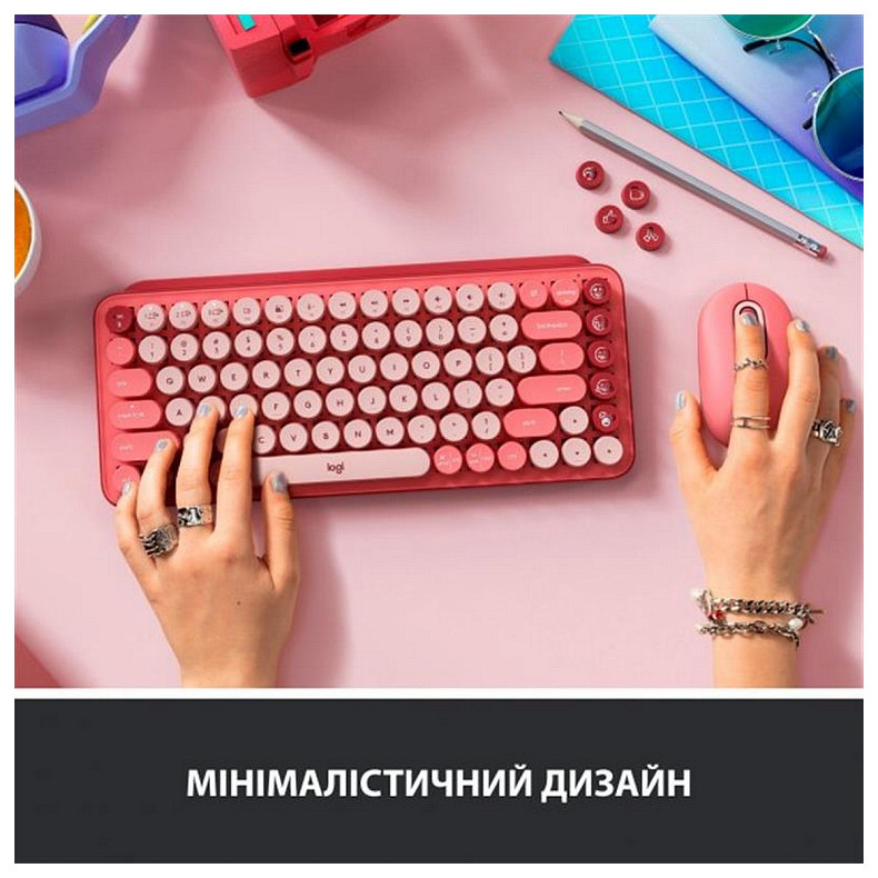 Клавіатура Logitech Pop Wireless Heartbreaker Rose (920-010737)