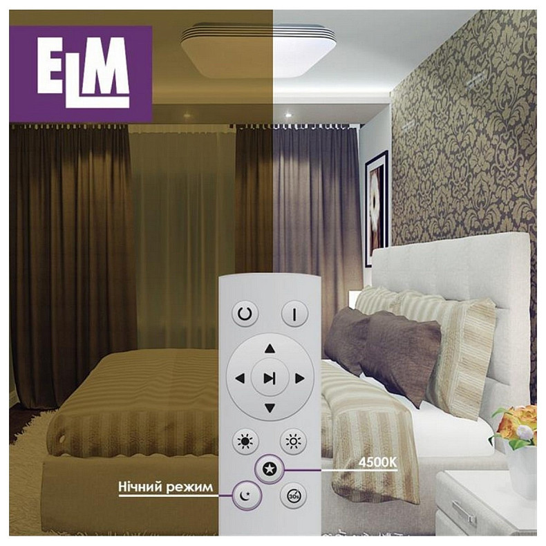 Светильник потолочный с пультом ДУ ELM Mario 48W 3000-6500К IP20 26-0108