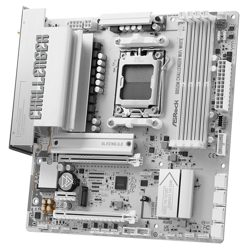 Материнська плата ASRock B850M CHALLENGER WIFI WHITE (AM5/B850, 4*DDR5, 2xPCIex16, HDMI, 4xSATA,2xM.2, 2.5GLan, mATX)