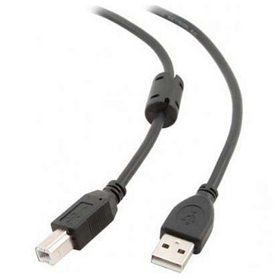 Кабель Maxxter USB - USB Type-B V 2.0 (M/M), 1 м, ферритовый фильтр, Black (UF-AMBM-1M)