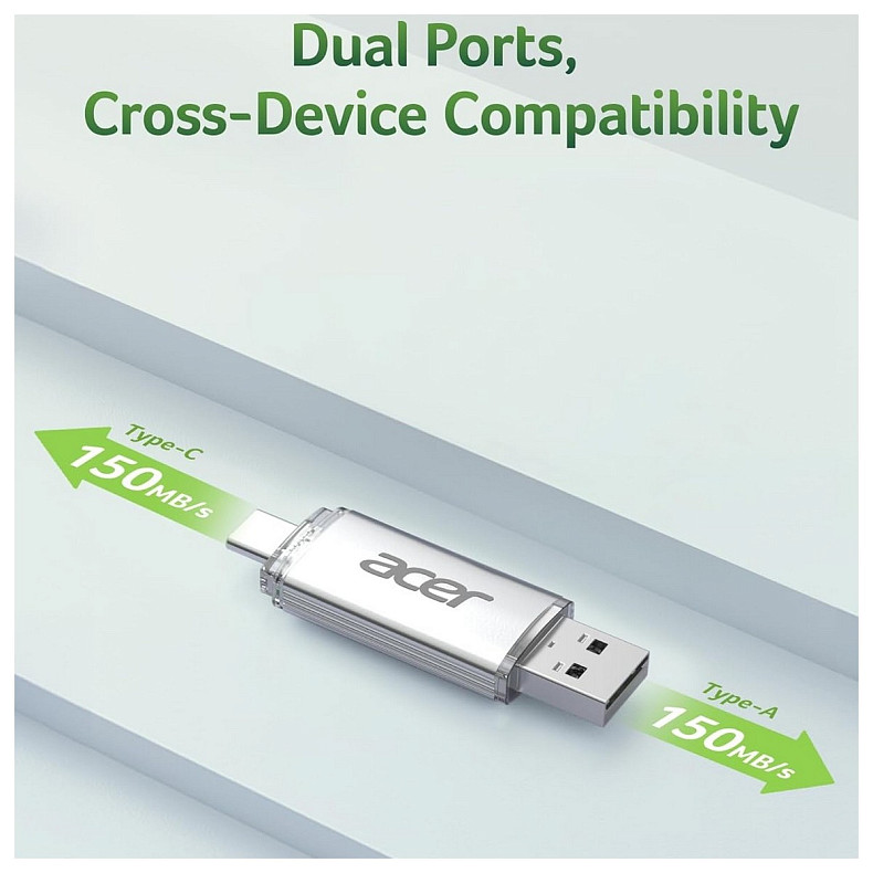 Флеш-накопичувач Acer UT300 128GB Dual Drive USB-C & USB-A USB 3.2 Gen1