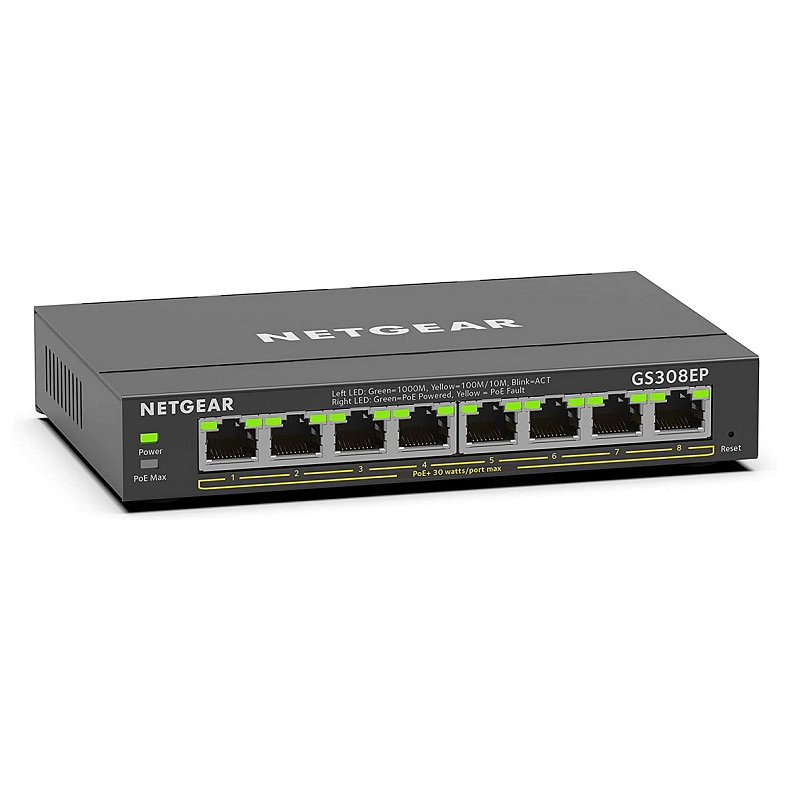 Комутатор NETGEAR GS308EP 8xGE PoE+(62Вт), керований