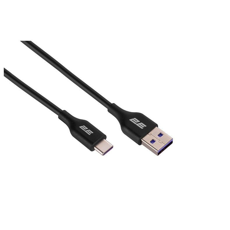 Кабель 2E USB-A > USB-C, 1м, Glow, черный