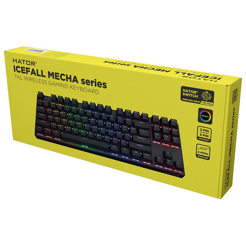 Клавіатура Hator Icefall Mecha TKL Wireless Rainbow Black (HTK287UA)
