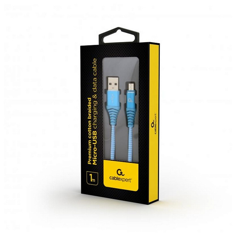 Кабель Cablexpert (CC-USB2B-AMmBM-1M-VW) USB 2.0 A - microUSB B, премиум, 1м, голубой