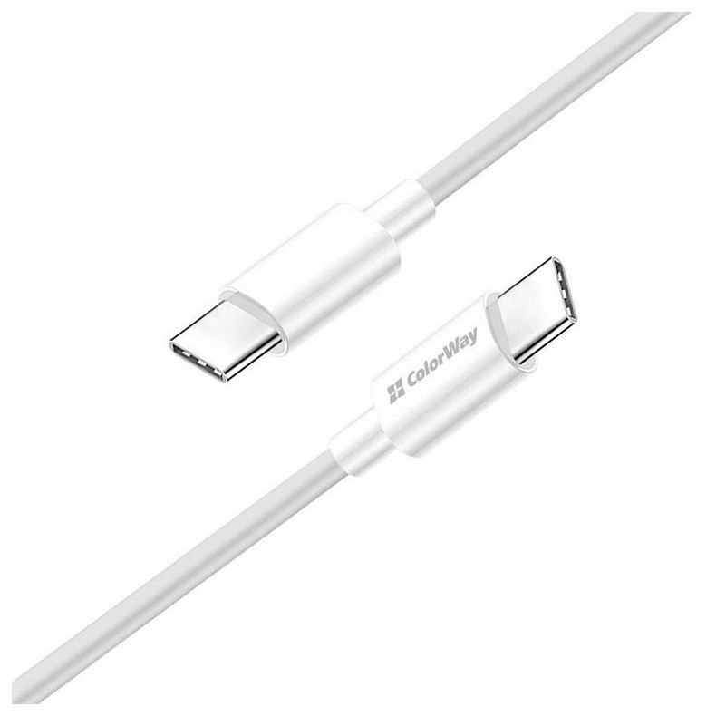 Кабель ColorWay USB-C-USB-C (PD Fast Charging 65W), 3.0А, 2м, White (CW-CBPDCC056-WT)