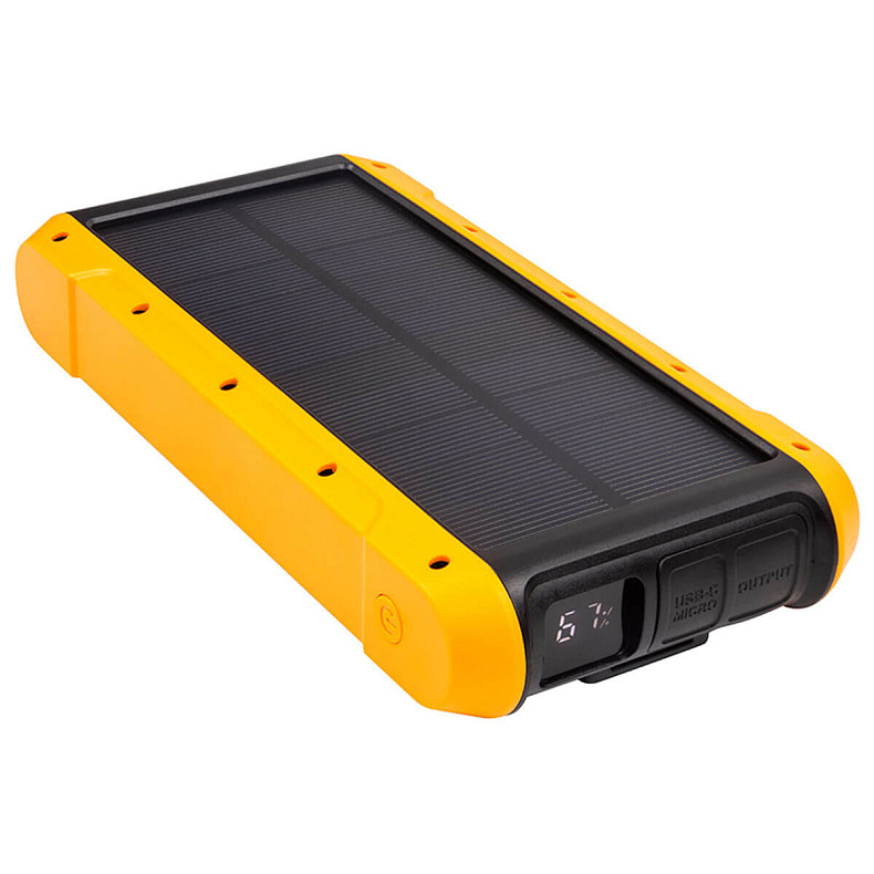 Мобільна батарея PowerPlant 20000mAh, PD 18W, USB-C, 2xUSB-A, QC3.0, Wireless, Solar panel 5.5V-0,2A