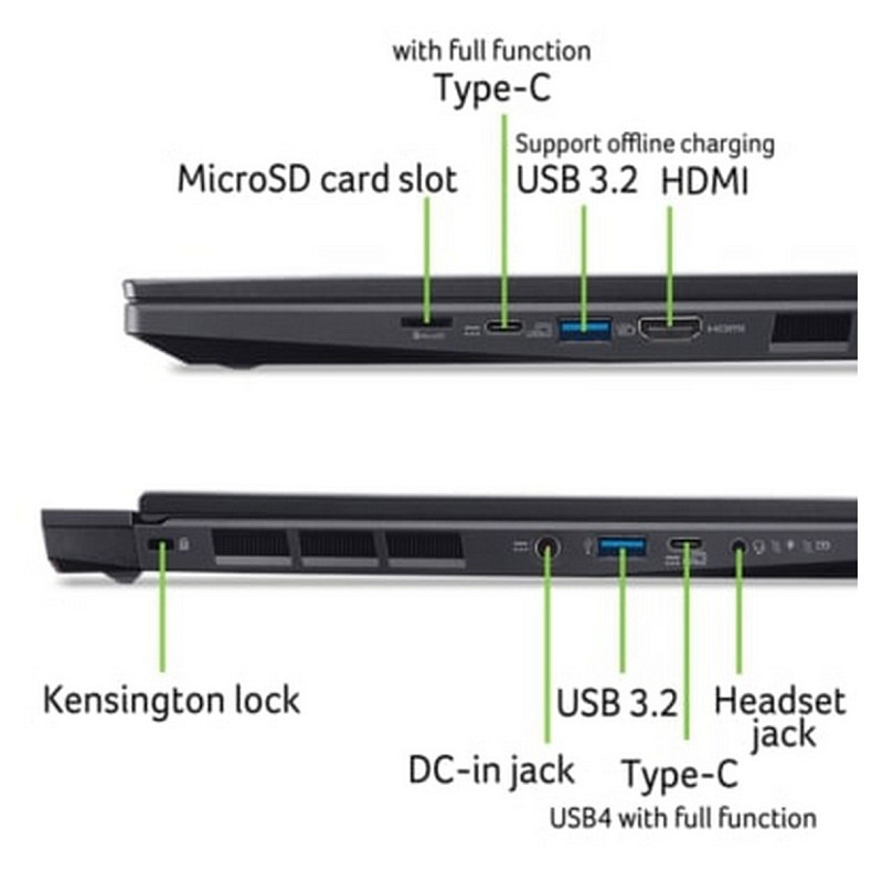 Ноутбук Acer Nitro 14 AN14-41 14.5" WUXGA IPS, AMD R5-8645HS, 16GB, F512GB, NVD4050-6, Lin, чорний