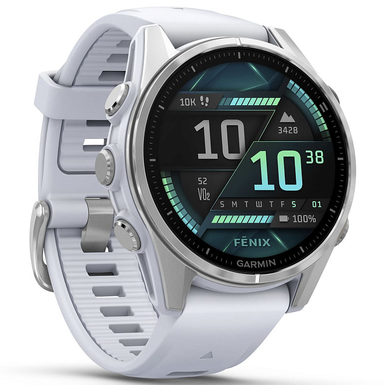 Спортивные часы GARMIN Fenix 8 43mm AMOLED Silver with Whitestone Silicone Band