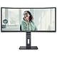 TFT 34" AOC CU34P3CV, WQHD,VA, 100Hz, вигнутий, HDMI, DP, USB-С, RJ-45, USB-hub, HAS, кол, чорний