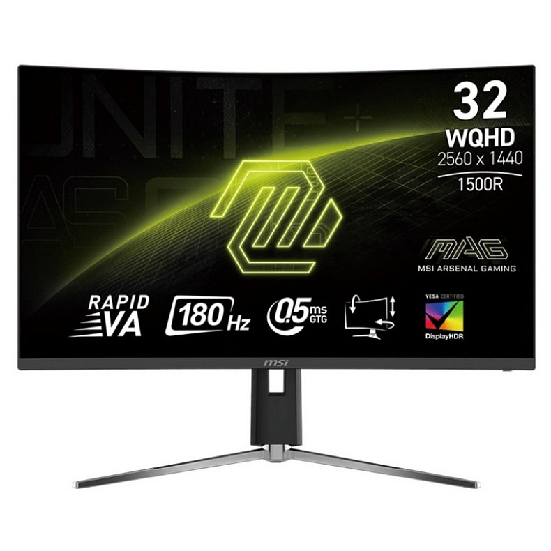 Монітор MSI 31.5" MAG 32CQ6PF 2xHDMI, DP, Audio, VA, 2560x1440, 180Hz, 0.5ms, sRGB 101%, CURVED, Ada