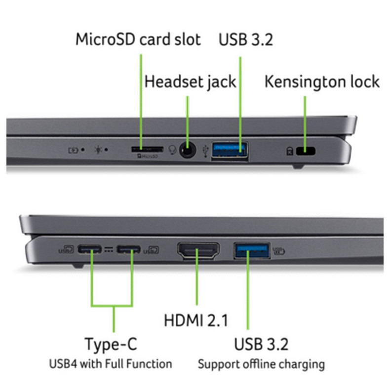 Ноутбук Acer Swift Go 14 SFG14-63 14" 2.8K OLED, AMD R7-8845HS, 32GB, F1TB, UMA, Lin, сірий