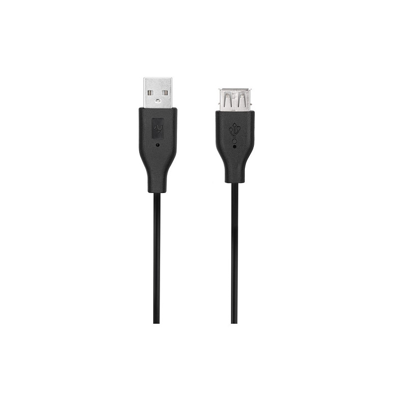 Кабель 2E USB 2.0 (AM/AF), 3m, black