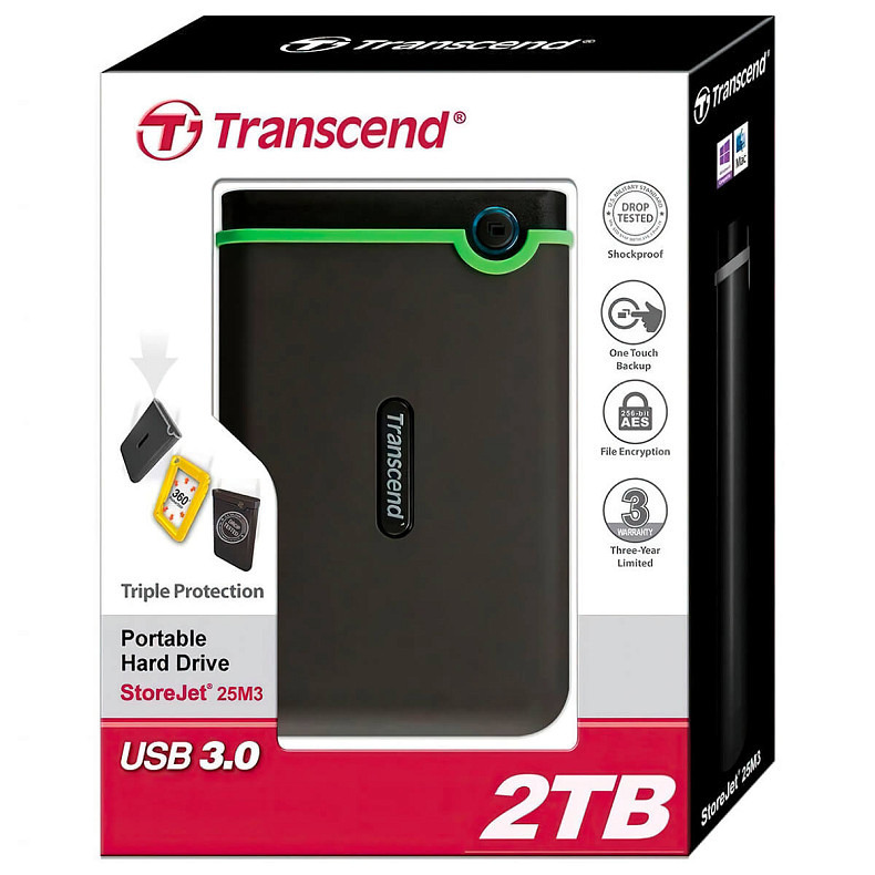 Жорсткий диск Transcend StoreJet 25M 32.0TB Iron Gray Slim (TS2TSJ25M3S)