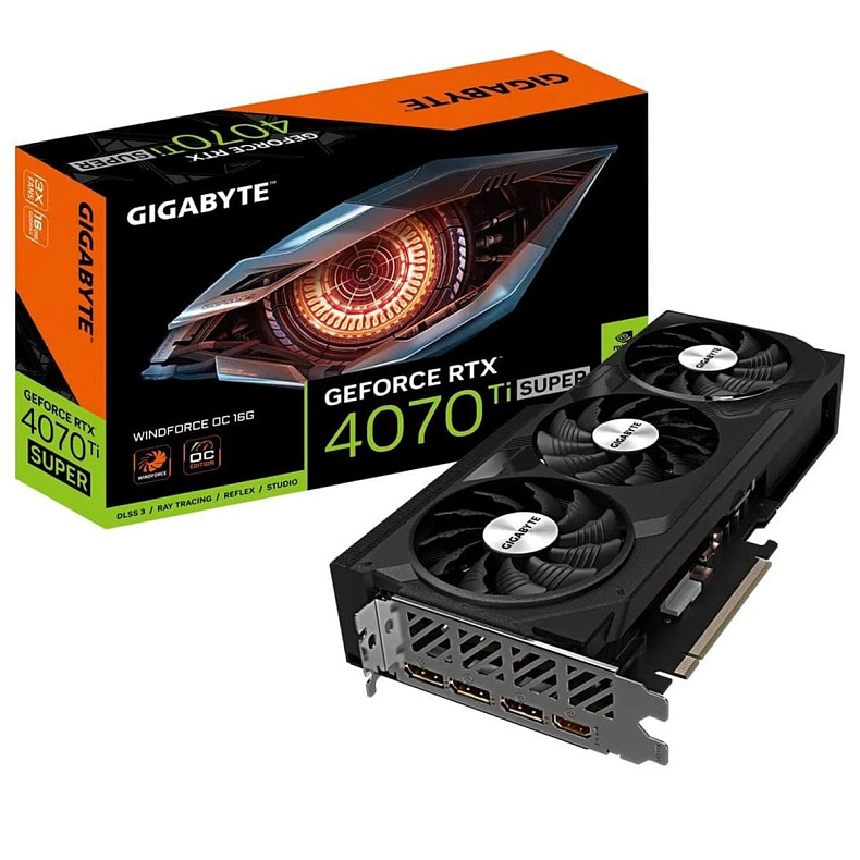 Видеокарта GIGABYTE GeForce RTX 4070 Ti SUPER 16GB GDDR6X WINDFORCE OC (GV-N407TSWF3OC-16GD)