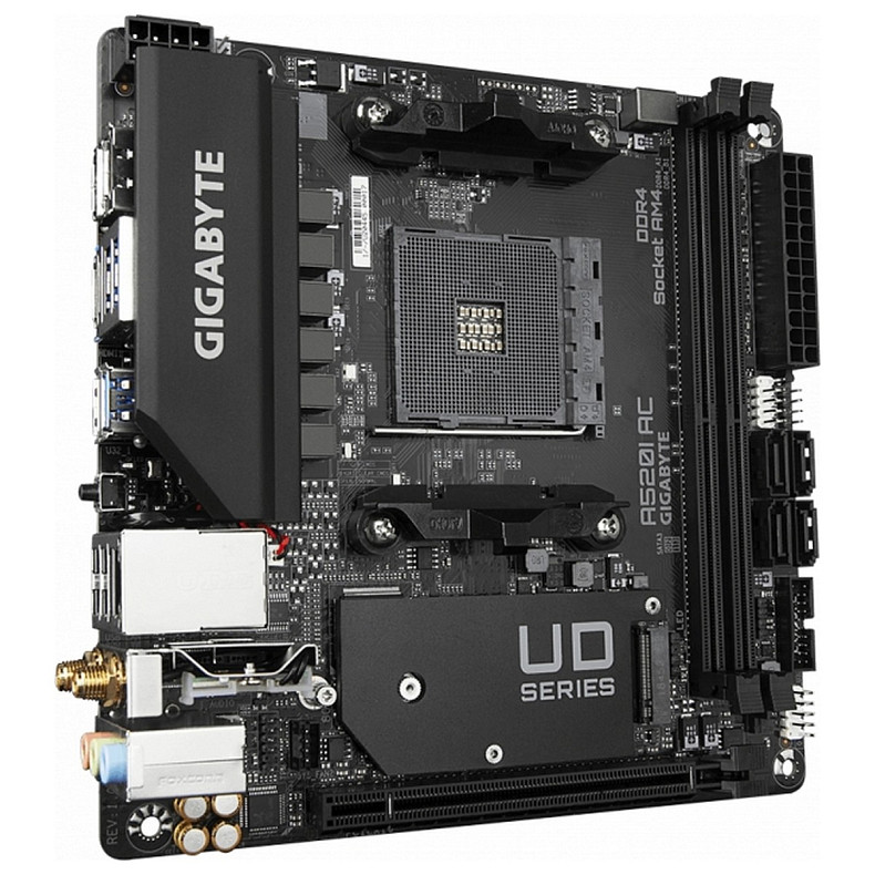 Материнська плата GIGABYTE A520I AC sAM4 A520 2xDDR4 M.2 HDMI DP mITX