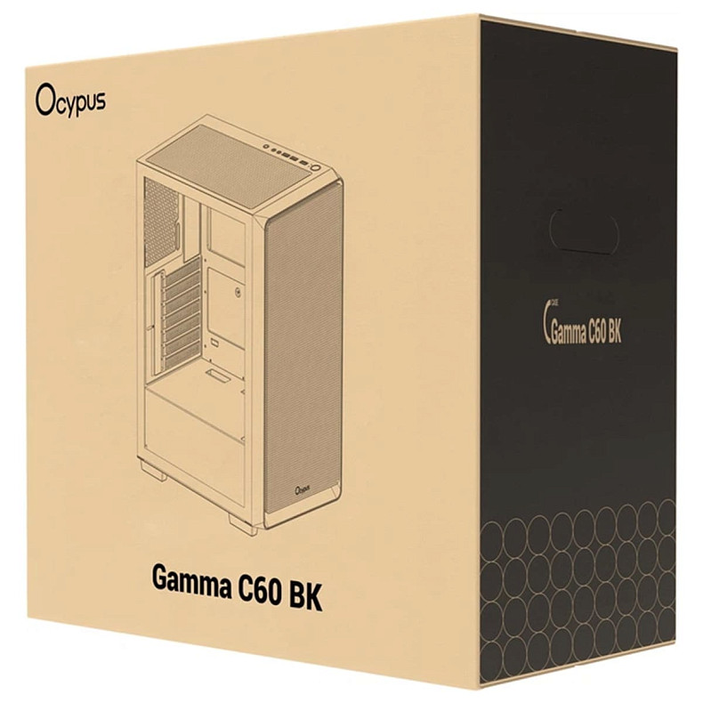 Корпус Ocypus GAMMA C60 W/O PSU, BK ATX (GAMMA-C60-BKG000XX-GL)