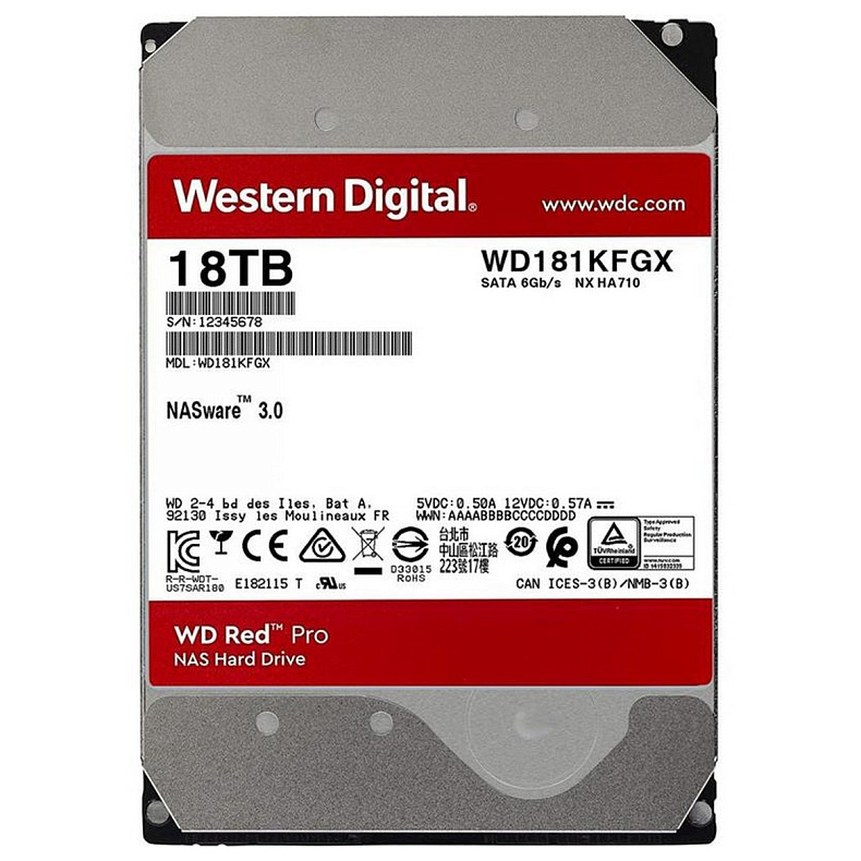 Жесткий диск WD Red Pro NAS SATA 18.0TB 7200rpm 512MB (WD181KFGX)