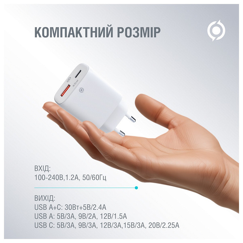 Зарядний пристрій Piko TC-PD452 (1USB-Cx3A, 1USBx3A) 45W White (1283126597787)
