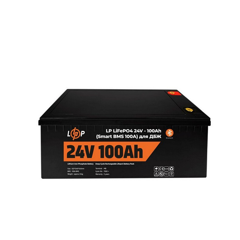 Акумуляторна батарея LogicPower 24V 100 AH (2560Wh) Smart BT для ДБЖ (BMS 100A/50А) LiFePO4