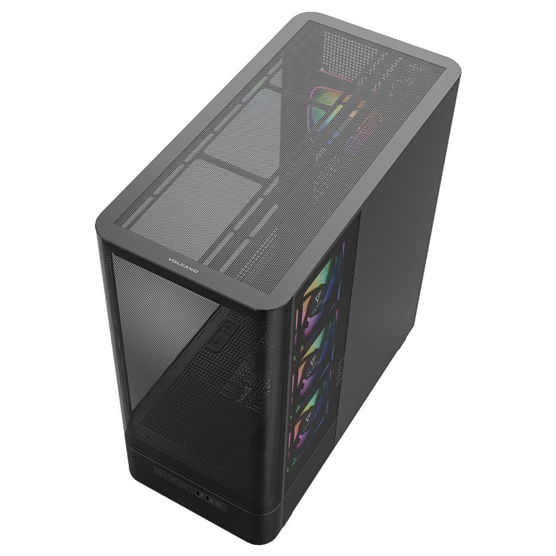 Корпус Modecom VOLCANO AQ400 ARGB MIDI SIDE LCD 6,2”, 4x120mm fans BLACK без БЖ ATX
