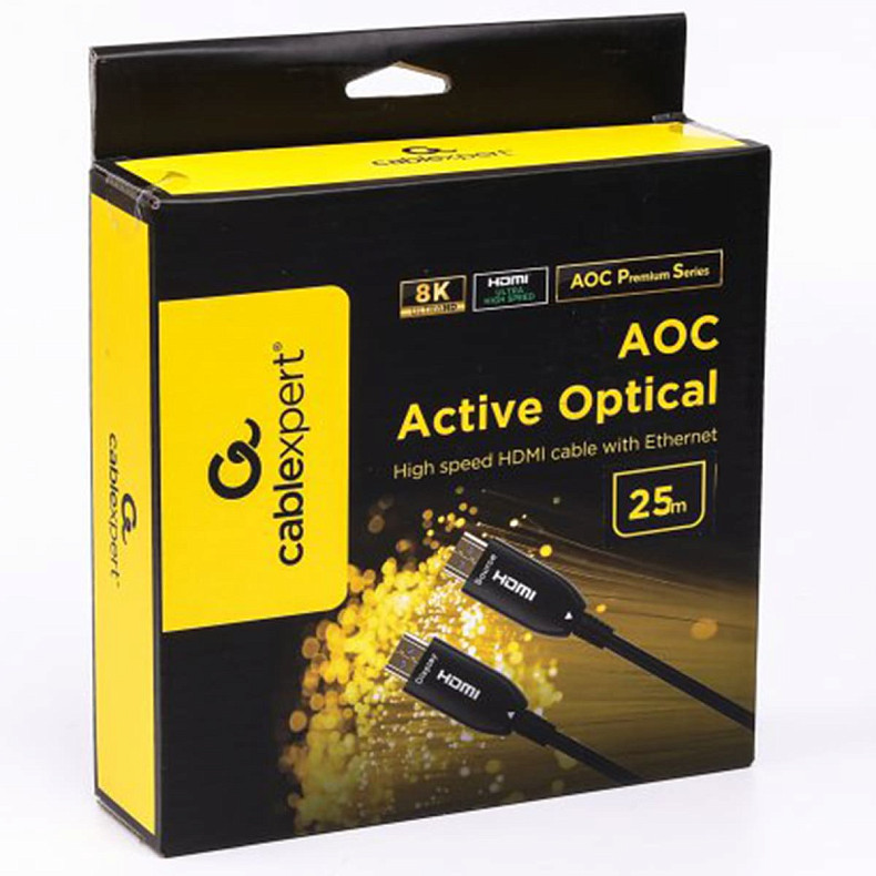 Кабель оптический (AOC) HDMI V.2.1, 8К 60Гц/4К 144Гц, позолоченные коннекторы, 25 м