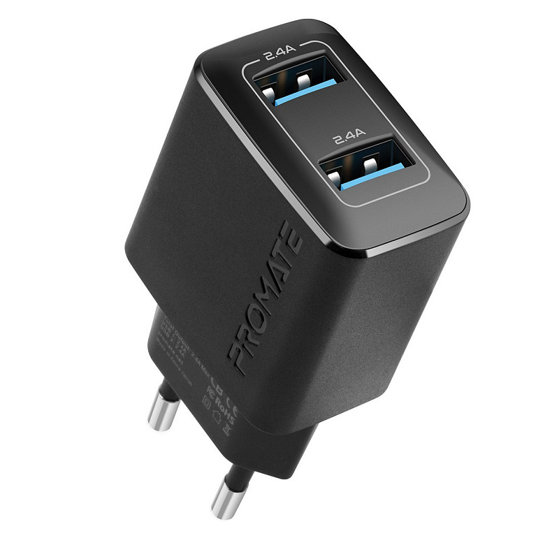 Зарядний пристрій Promate BiPlug 12W Black (biplug.black)