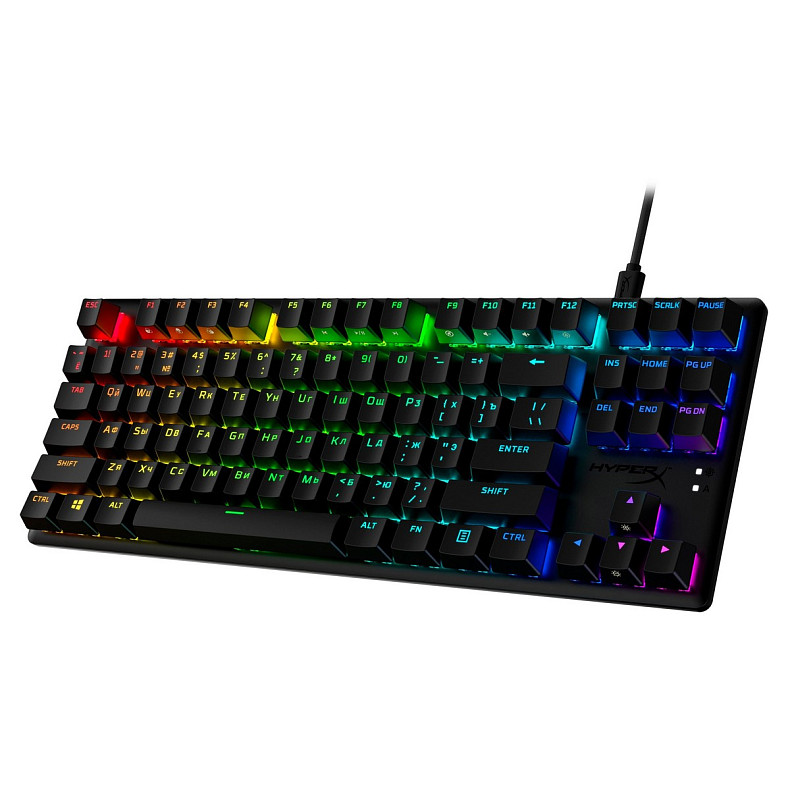 Клавіатура HyperX Alloy Origins Core PBT Aqua USB RGB ENG/RU Black (639N9AA)