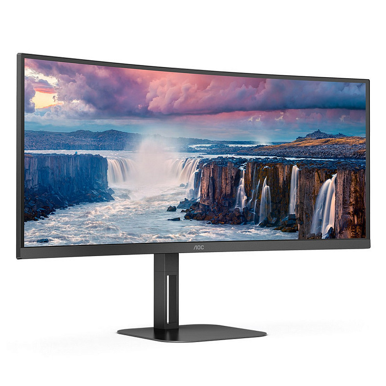 Монитор 34" AOC CU34V5C/BK, WQHD, VA, 100Гц, 1 мс, изогнутый, HDMI, DP, USB-C, USB-hub, колонки, черный