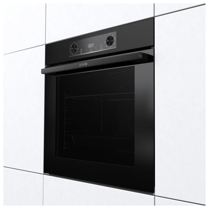 Духова шафа Gorenje електрична, 77л, A+, пара, дисплей, IconLed, піроліз, чорний