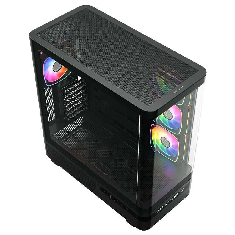 Корпус Modecom VOLCANO AQ200 ARGB MIDI FRONT LCD, 4x120mm fans BLACK без БЖ ATX