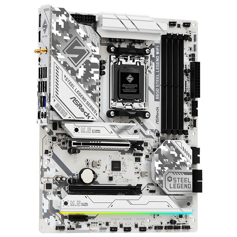 Материнская плата ASRock B650 Steel Legend WIFI (AM5/B650, 4*DDR5, 2xPCIex16, HDMI/DP, 4xSATAIII,3xM.2, 2.5GLan, ATX)