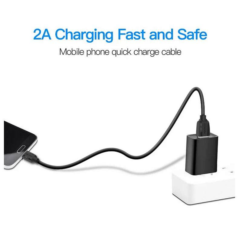 Кабель USB 2.0 A-Micro USB B 3,0 м Black Vention