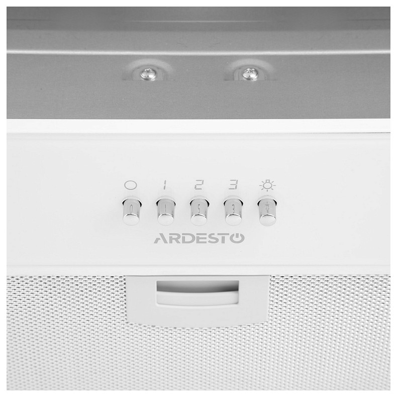 Витяжка Ardesto вбудована, 52см, 700м3ч, скло, 2х1Вт LED, кнопкове, білий